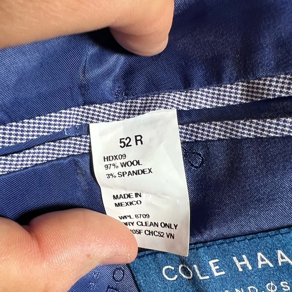 Cole Haan Grand.OS Wool Blend 52R Navy Plaid Sport Coat Men's Blazer - Picture 3 of 9